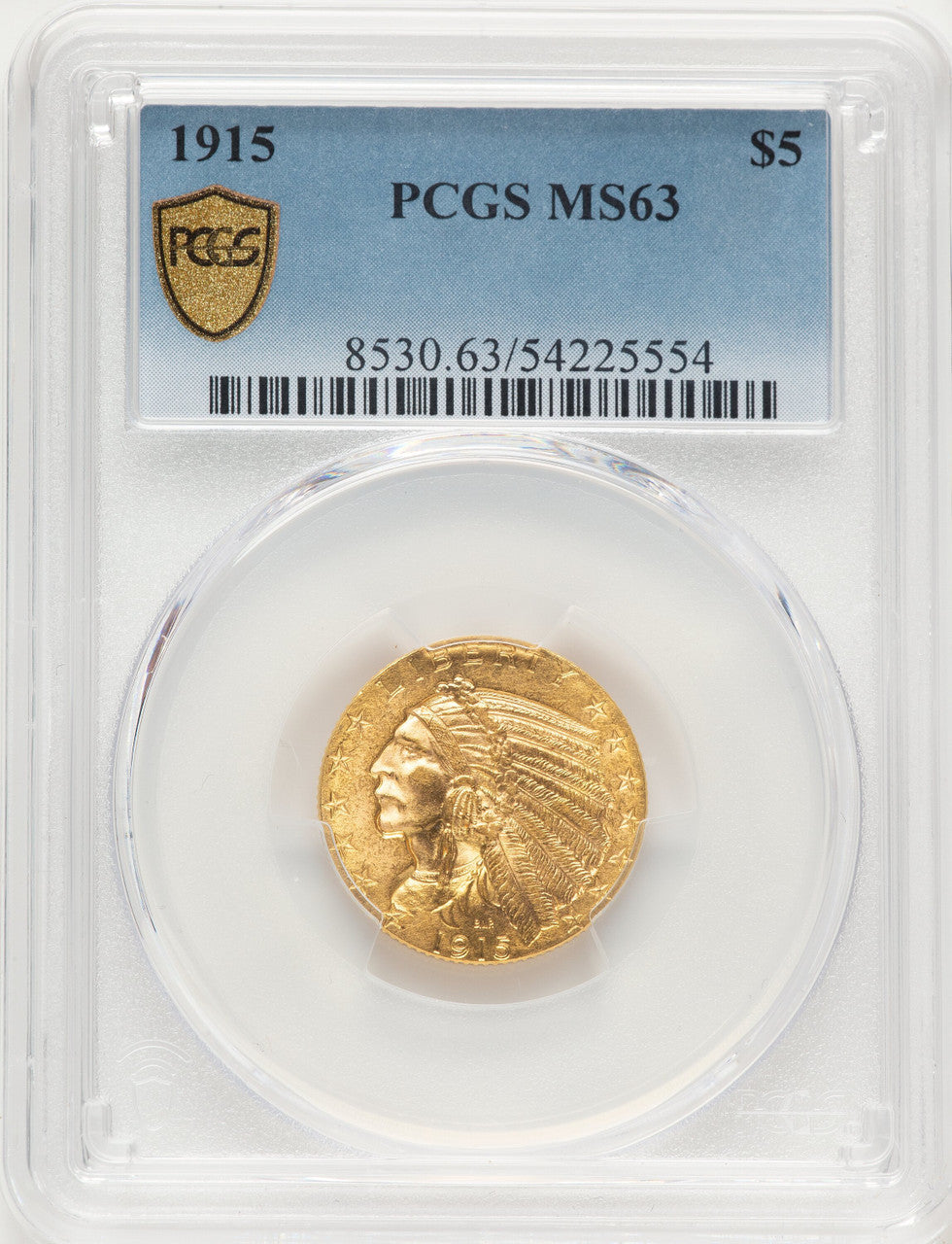 1915 $5 Indian Half Eagle PCGS MS63