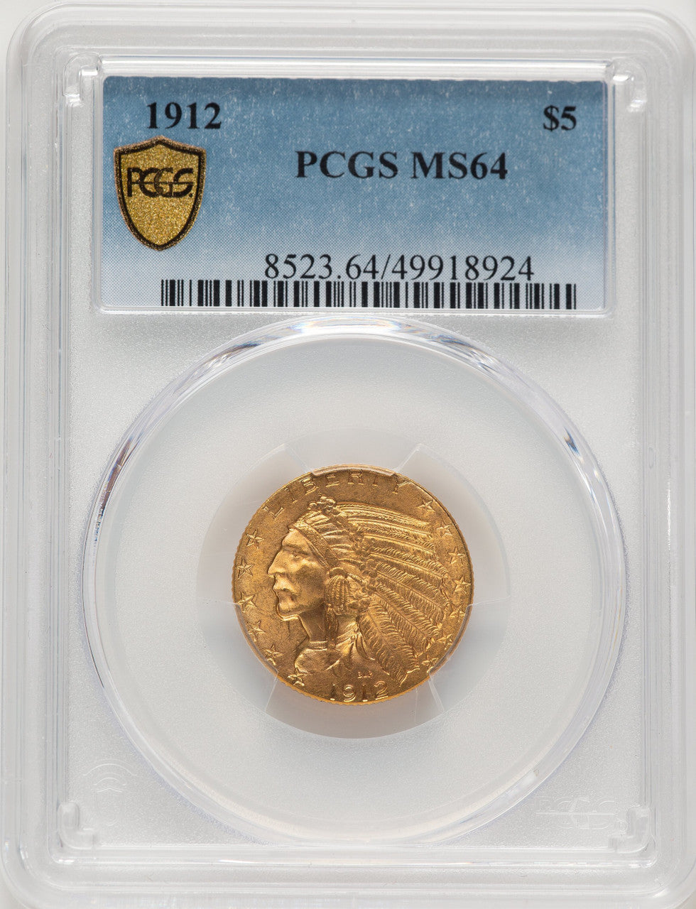 1912 $5 Indian Half Eagle PCGS MS64