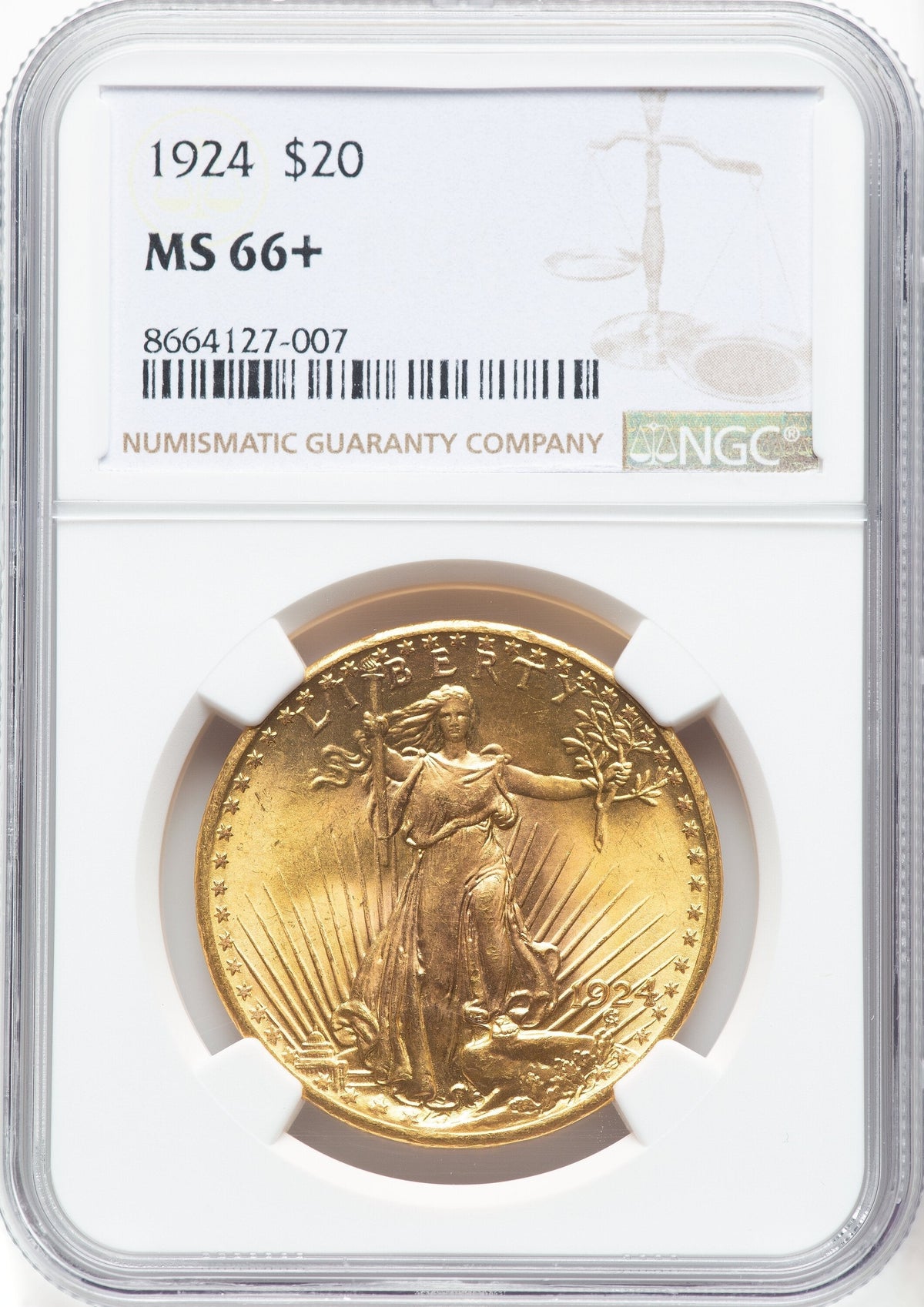 1924 $20 Saint Saint-Gaudens Double Eagle NGC MS66+