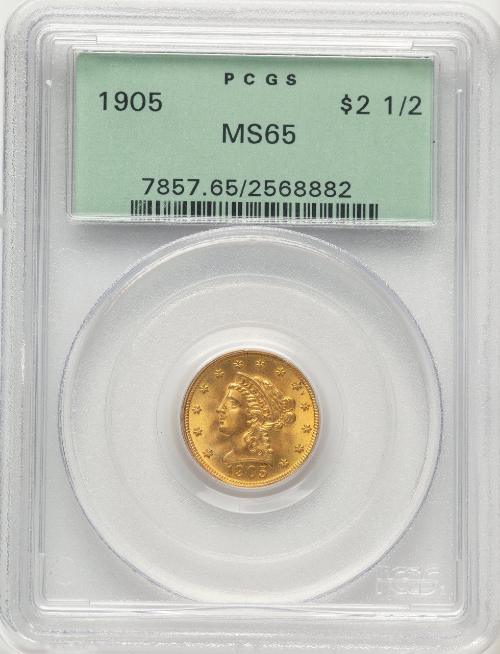 1905 $2.50 Liberty Quarter Eagle PCGS MS65