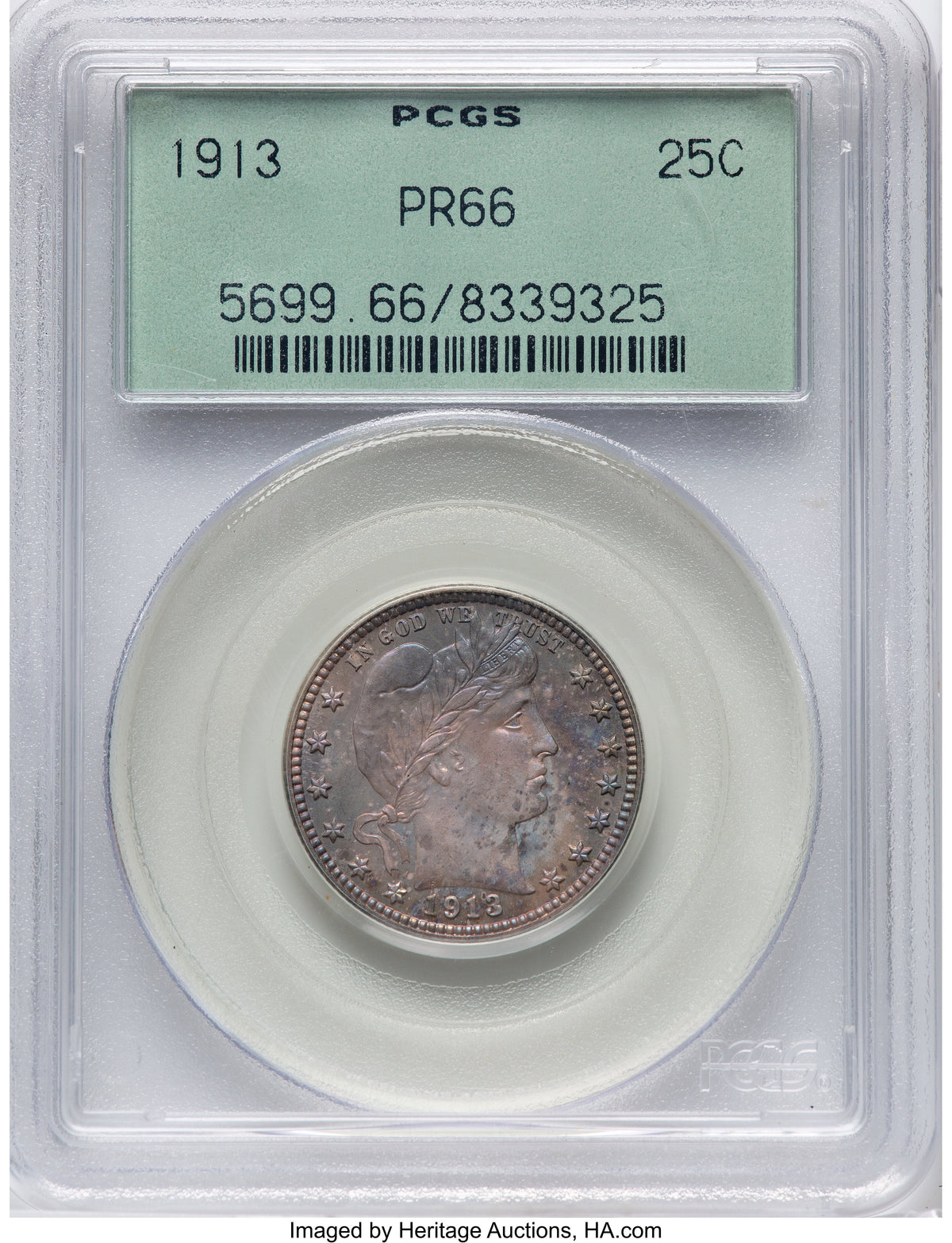 1913 25C Proof Barber Quarter PCGS PR66