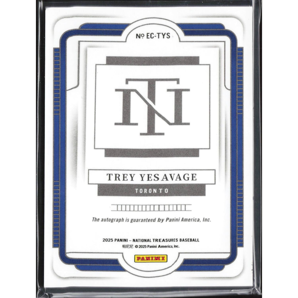 2025 Panini National Treasures Baseball - Ecklar's Choice Trey Yesavage #EC-TYS