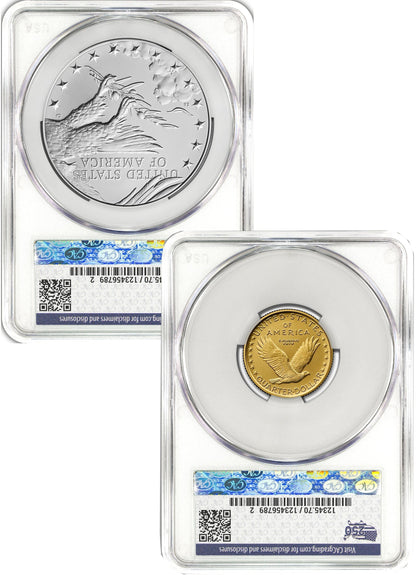 2026 Best of Mint 1916 Gold Standing Liberty Quarter & Silver Medal Set AD CAC SP70/MS70 Battlefield