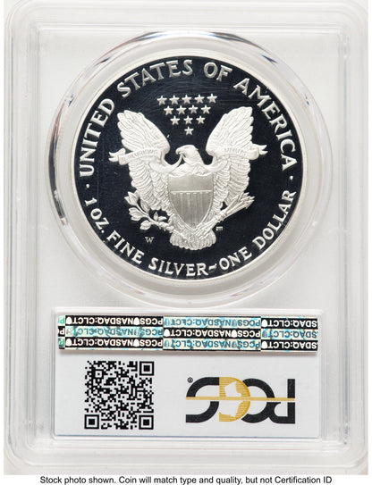 1995-W Proof Silver Eagle 1 oz Blue Gradient PCGS PR70