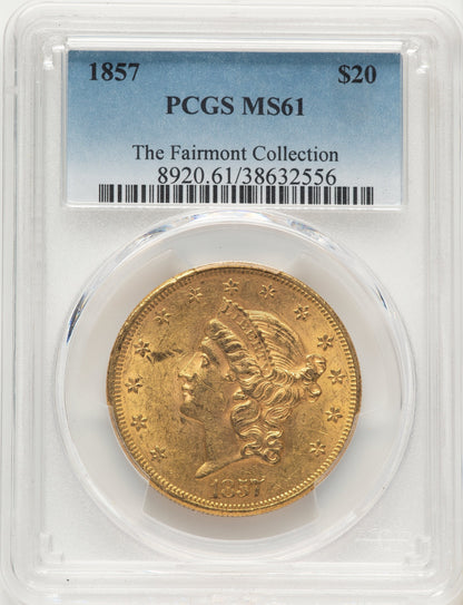 1857 $20 Liberty Double Eagle PCGS MS61