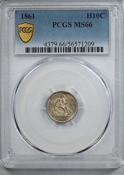 1861 Liberty Seated Half Dime H10C PCGS MS66