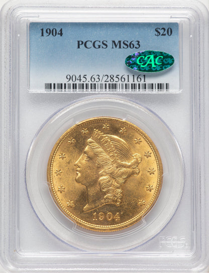 1904 $20 Liberty CAC Liberty Double Eagle PCGS MS63