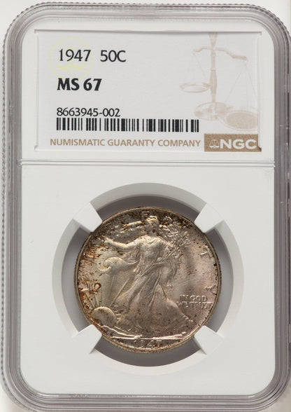 1947 50C Walking Liberty Half Dollar NGC MS67