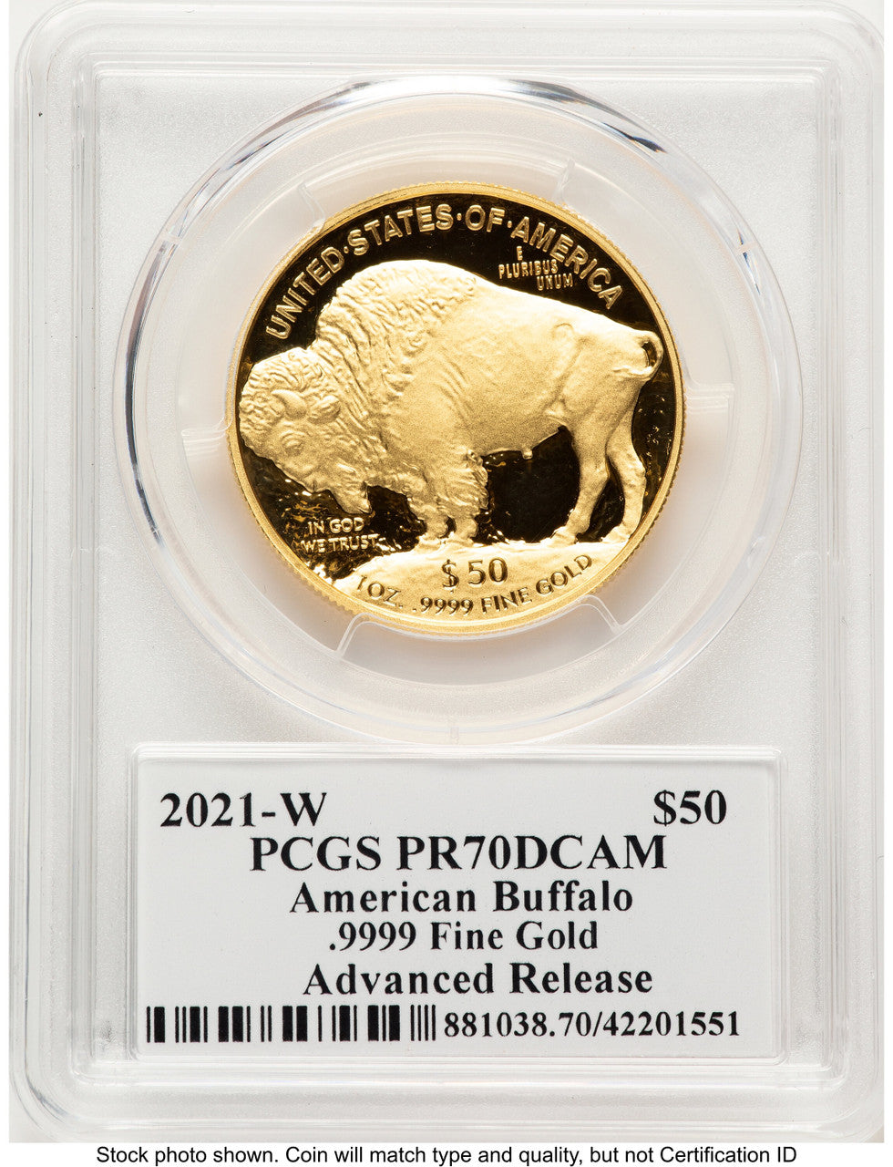 2021-W Proof Gold Buffalo 1 oz AR Reagan Legacy Series Michael Reagan Picture PCGS PR70
