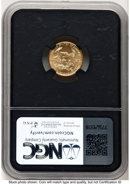 1999-W Gold Eagle 1/10 oz Unfinished Proof Dies 100 Greatest US Modern Coins American Liberty Series NGC PF69