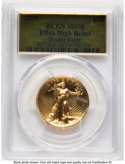 2009 G$20 Ultra High Relief Gold Foil PCGS MS70