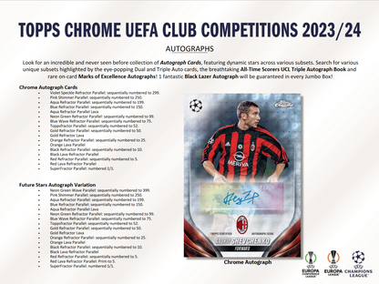 2023-24 Topps UEFA Club Competitions Chrome Soccer Jumbo 8 Box Case