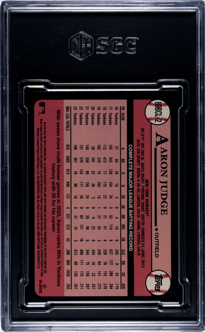 2024 Topps Chrome Aaron Judge #89BCL-2 '89 Des. Var. Red Raywave Refractor SGC 9