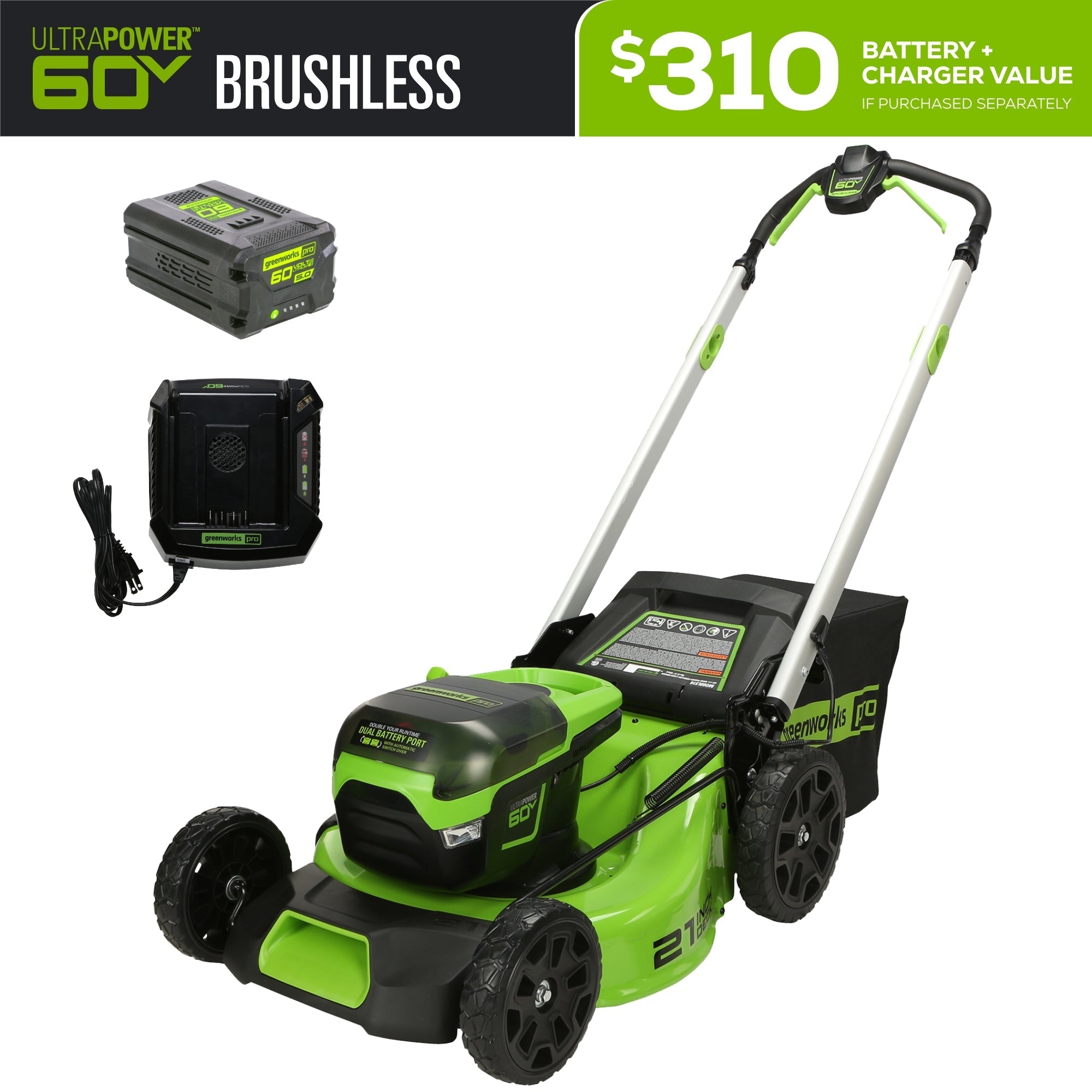 2531602-60V22_CordlessBatteryPushLawnMowerw-5.0AhBattery_Charger 60V 21" Cordless Battery Push Lawn Mower w/ 5.0Ah Battery & Charger, LM2116 - Image 1