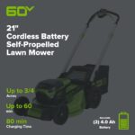 60V 21" Cordless Battery Self-Propelled Lawn Mower w/ Two (2) 4.0Ah Batteries & Dual Port Charger, LM2116S - Image 2