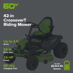 60V 42" Cordless Battery CrossoverT Riding Lawn Mower: (6) 8.0 Ah Batteries and (3) Dual-Port Turbo Chargers, CRT4261 - Image 2