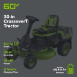 60V 30" CrossoverT Riding Lawn Tractor with (4) 8.0 Ah Batteries and 600-Watt Charger, CRT3062 - Image 2