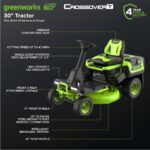60V 30" CrossoverT Riding Lawn Tractor with (4) 8.0 Ah Batteries and 600-Watt Charger, CRT3062 - Image 3