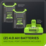 60V 25" Cordless Battery Dual Blade Self-Propelled Lawn Mower w/ Two (2) 4.0Ah Batteries & Dual-Port Charger, LM2516S - Image 11