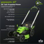 60V 25" Cordless Battery Dual Blade Self-Propelled Lawn Mower w/ Two (2) 4.0Ah Batteries & Dual-Port Charger, LM2516S - Image 3