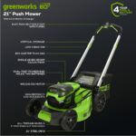 60V 21" Cordless Battery Push Lawn Mower w/ 5.0Ah Battery & Charger, LM2116 - Image 4