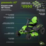 60V 42" Cordless Battery CrossoverT Riding Lawn Mower: (6) 8.0 Ah Batteries and (3) Dual-Port Turbo Chargers, CRT4261 - Image 3
