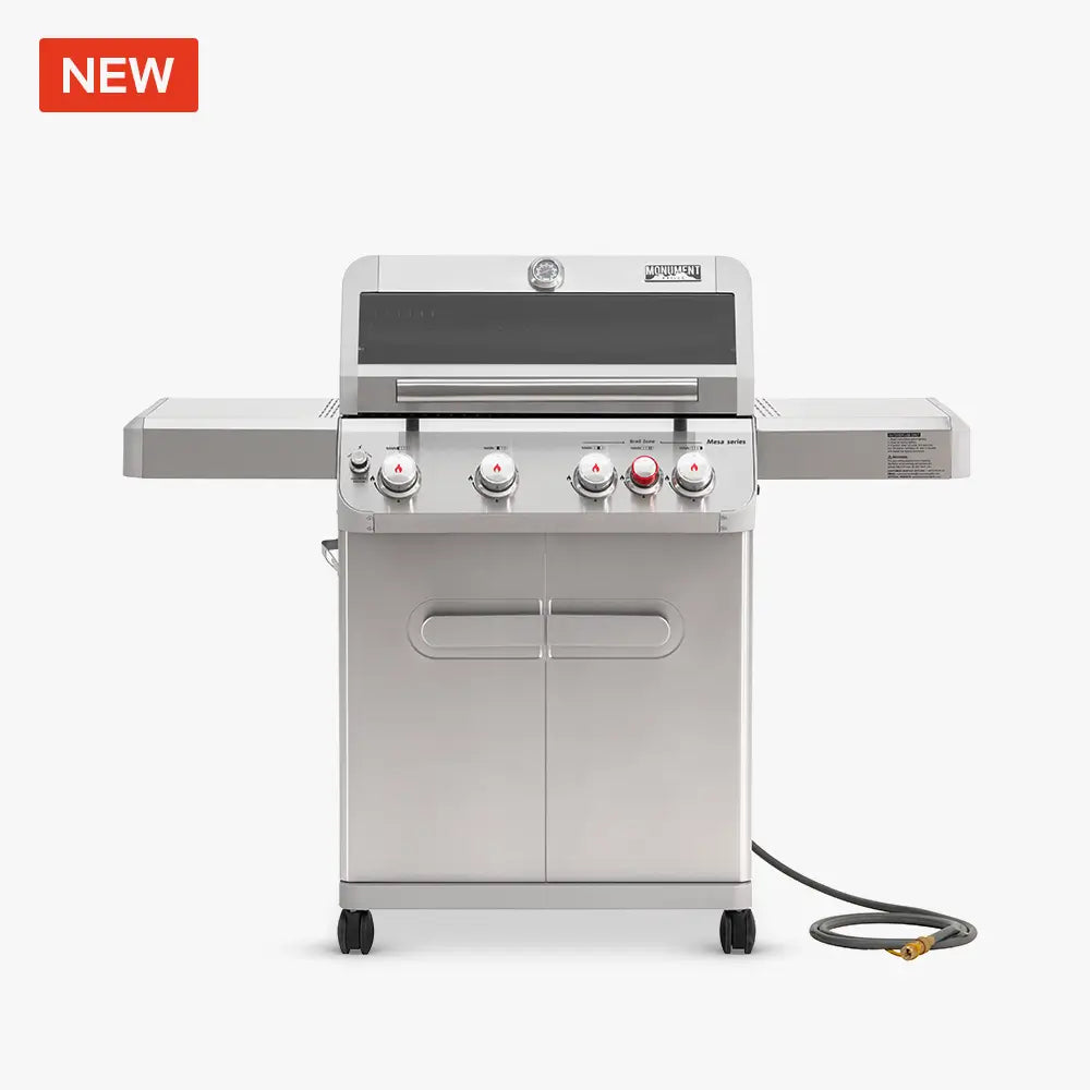 mesa-415bzng-stainless-natural-gas-grill_01_MonumentGrills Mesa 415BZNG | Stainless Natural Gas Grill with side tables and natural gas connection
