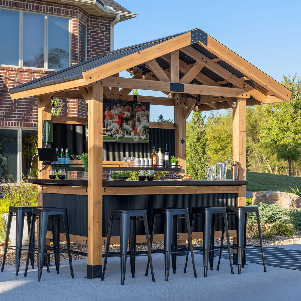 p41-i0.webp Backyard Discovery 9X6 Palisade Cedar & Steel Outdoor Bar - Image 1