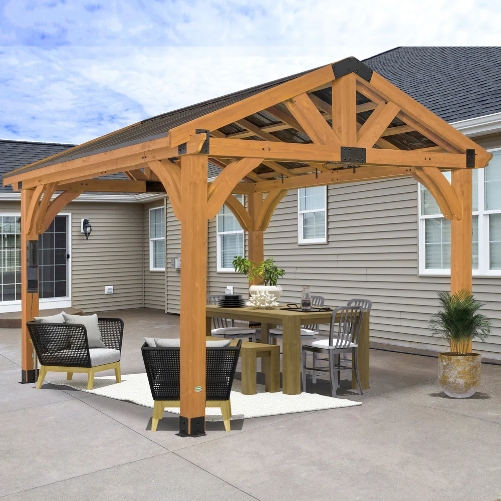 p45-i0.webp Backyard Discovery Arlington 12×12 Gazebo with Electric – Lt Brown - Image 1