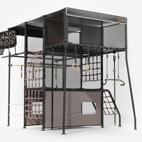 Vuly Quest 2.1 Treehouse Monkey Bar Playset with Multi-Level Rope Net and Hideout Spaces