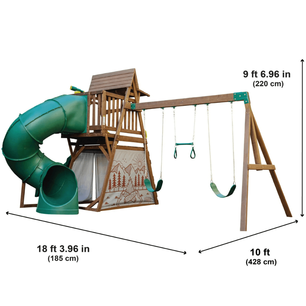 welt-product-63-image-1.png Ranger Retreat Wooden Swing Set/Playset with Tent, Tube Slide and 3-Swings - Image 1