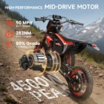 X1 Spark Electric Dirt Bike, 4500W Peak up to 60 Miles, 50MPH, 60V 28.8Ah Battery E-Bike, 14″/12″ Fat Tire Electric Motorcycle for Mountain off-Road Adults, E-Mountain Bike, Comply with UL2849 by SGS - Image 4