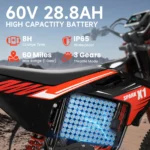 X1 Spark Electric Dirt Bike, 4500W Peak up to 60 Miles, 50MPH, 60V 28.8Ah Battery E-Bike, 14″/12″ Fat Tire Electric Motorcycle for Mountain off-Road Adults, E-Mountain Bike, Comply with UL2849 by SGS - Image 5