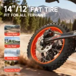X1 Spark Electric Dirt Bike, 4500W Peak up to 60 Miles, 50MPH, 60V 28.8Ah Battery E-Bike, 14″/12″ Fat Tire Electric Motorcycle for Mountain off-Road Adults, E-Mountain Bike, Comply with UL2849 by SGS - Image 8