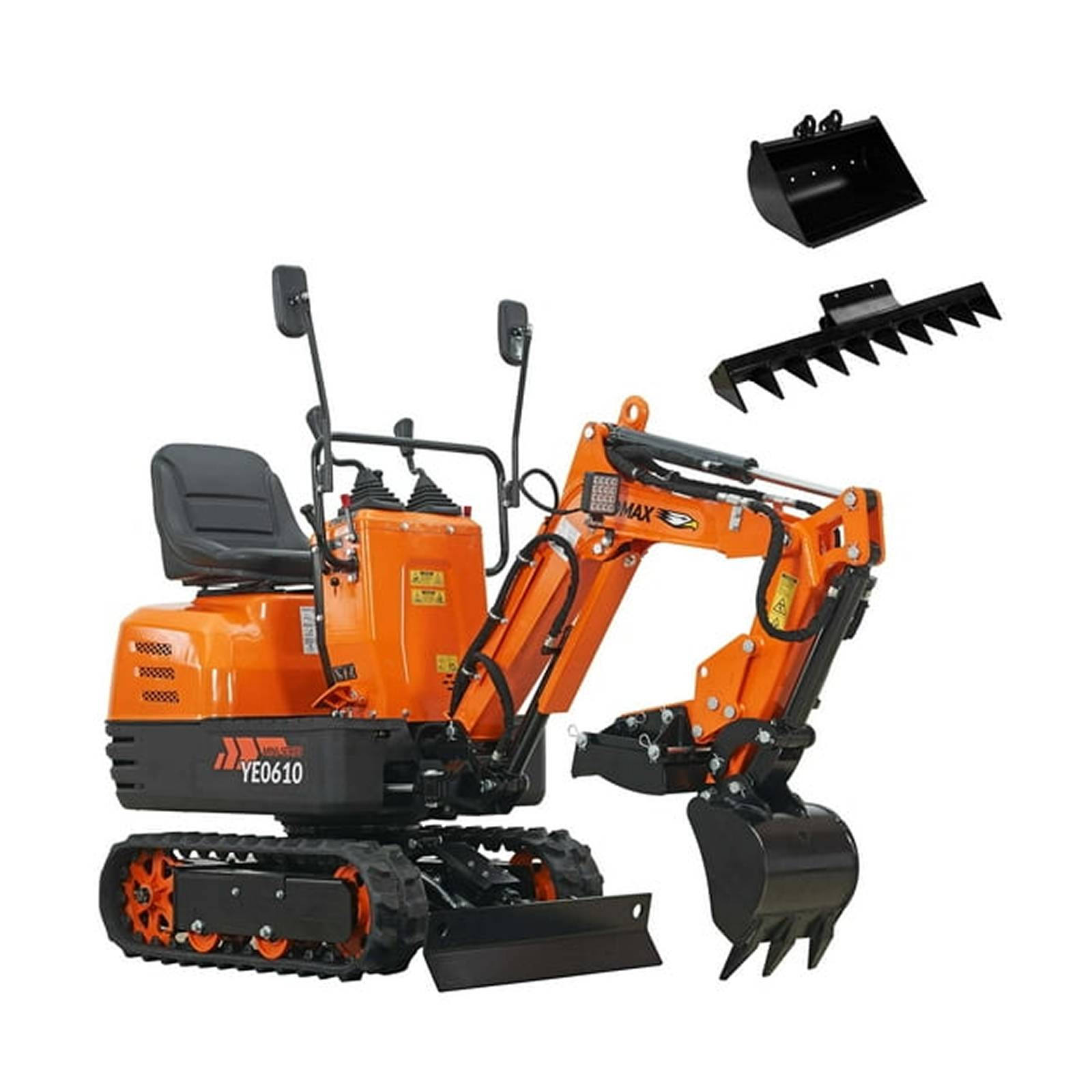 wlttt-product-22-image-1.png YARDMAX Mini Excavator with Claw Grading Bucket & Rake - Image 1